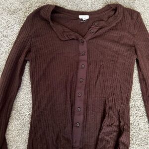 Aerie Chocolate Button-Down Shirt
